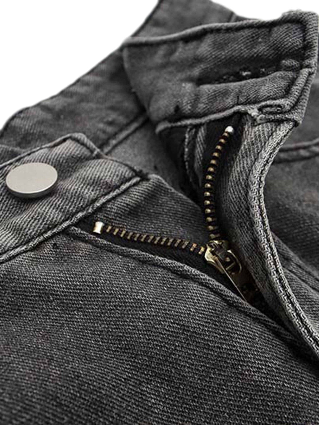 GRAY STAR-PATTERNED JEANS MID WAIST STRAIGHT CASUAL PANTS