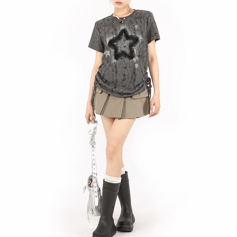 GRAY STAR PRINT RELAXED T-SHIRT