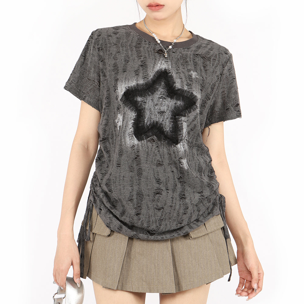 GRAY STAR PRINT RELAXED T-SHIRT