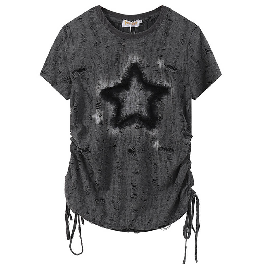 GRAY STAR PRINT RELAXED T-SHIRT