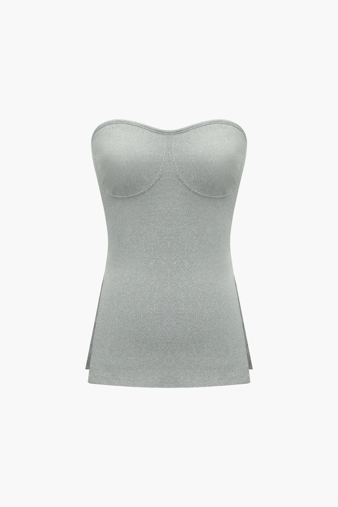 GRAY STRAPLESS TOP AND SHORTS SET COMFORTABLE RIBBED SET