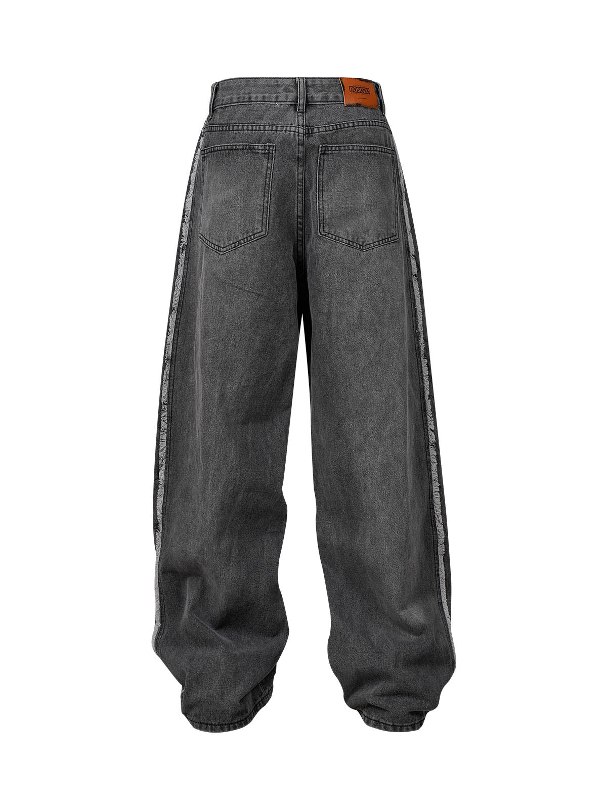 GRAY WIDE-LEG JEANS MID WAIST STRAIGHT LEG LONG PANTS