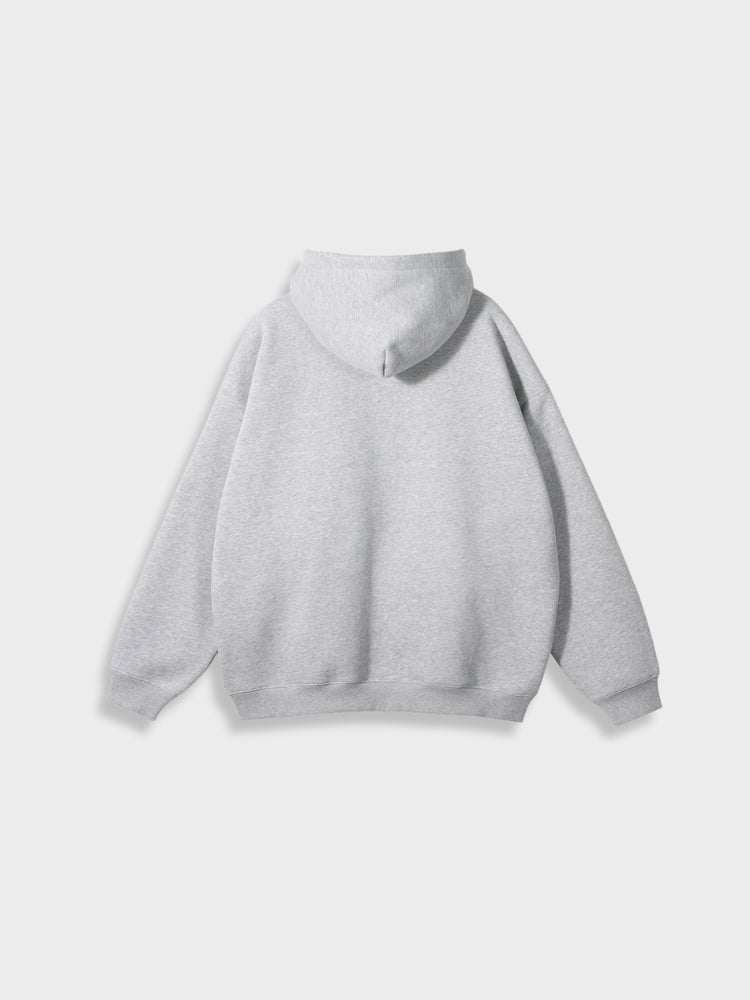 GRAY ZIP-UP HOODIE FOR EVERYDAY WEAR IN COTTON BLEND