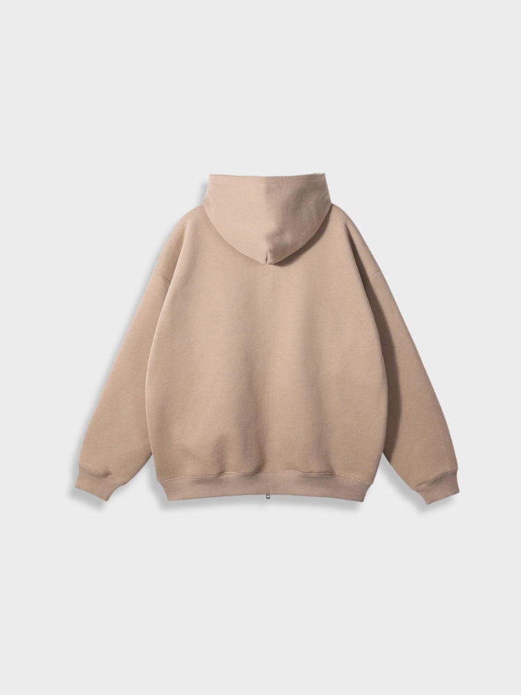 GRAY ZIP-UP HOODIE FOR EVERYDAY WEAR IN COTTON BLEND