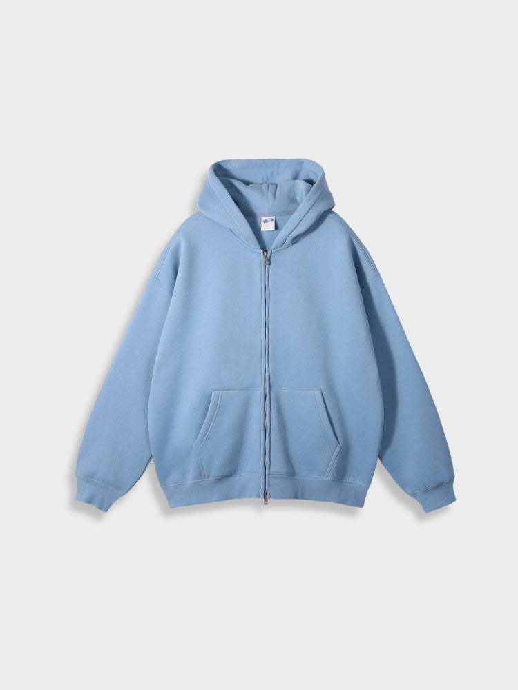 GRAY ZIP-UP HOODIE FOR EVERYDAY WEAR IN COTTON BLEND