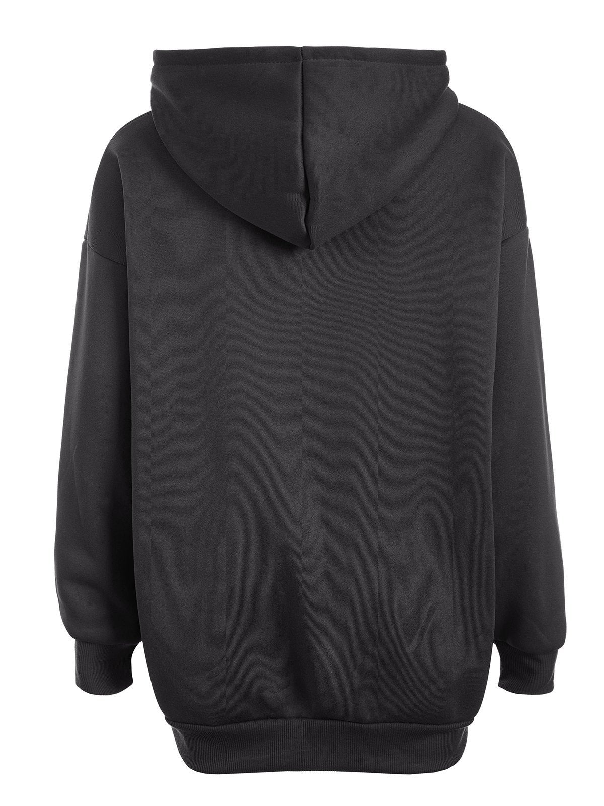 GRAY ZIP-UP HOODIE WITH ANGEL GRAPHIC CASUAL LOOSE FIT