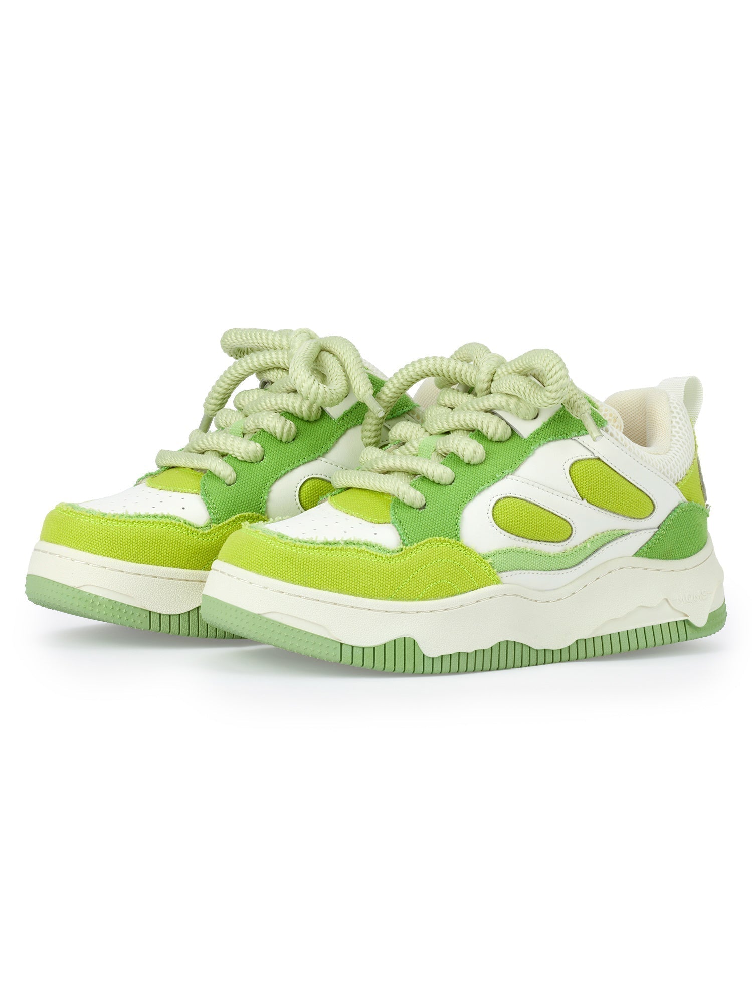 GREEN AND WHITE PLATFORM SNEAKERS