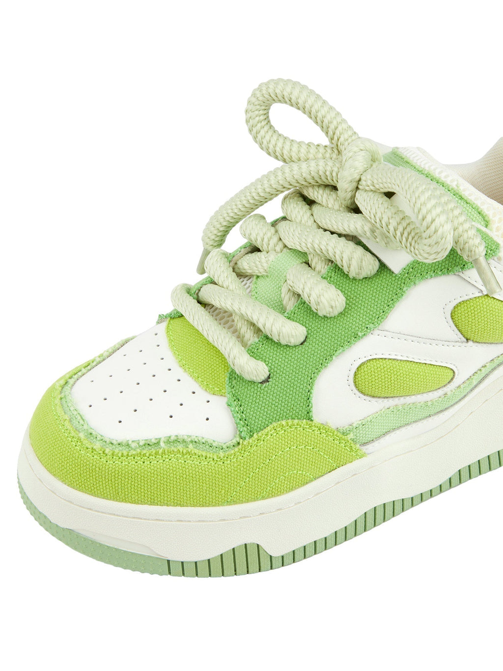 GREEN AND WHITE PLATFORM SNEAKERS