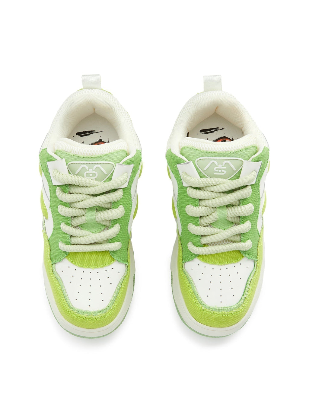 GREEN AND WHITE PLATFORM SNEAKERS