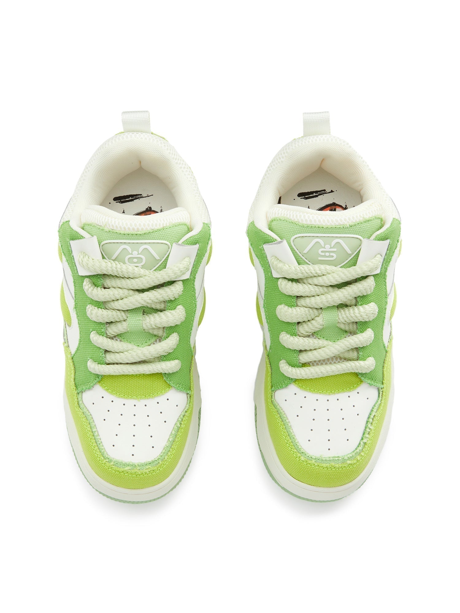 GREEN AND WHITE PLATFORM SNEAKERS