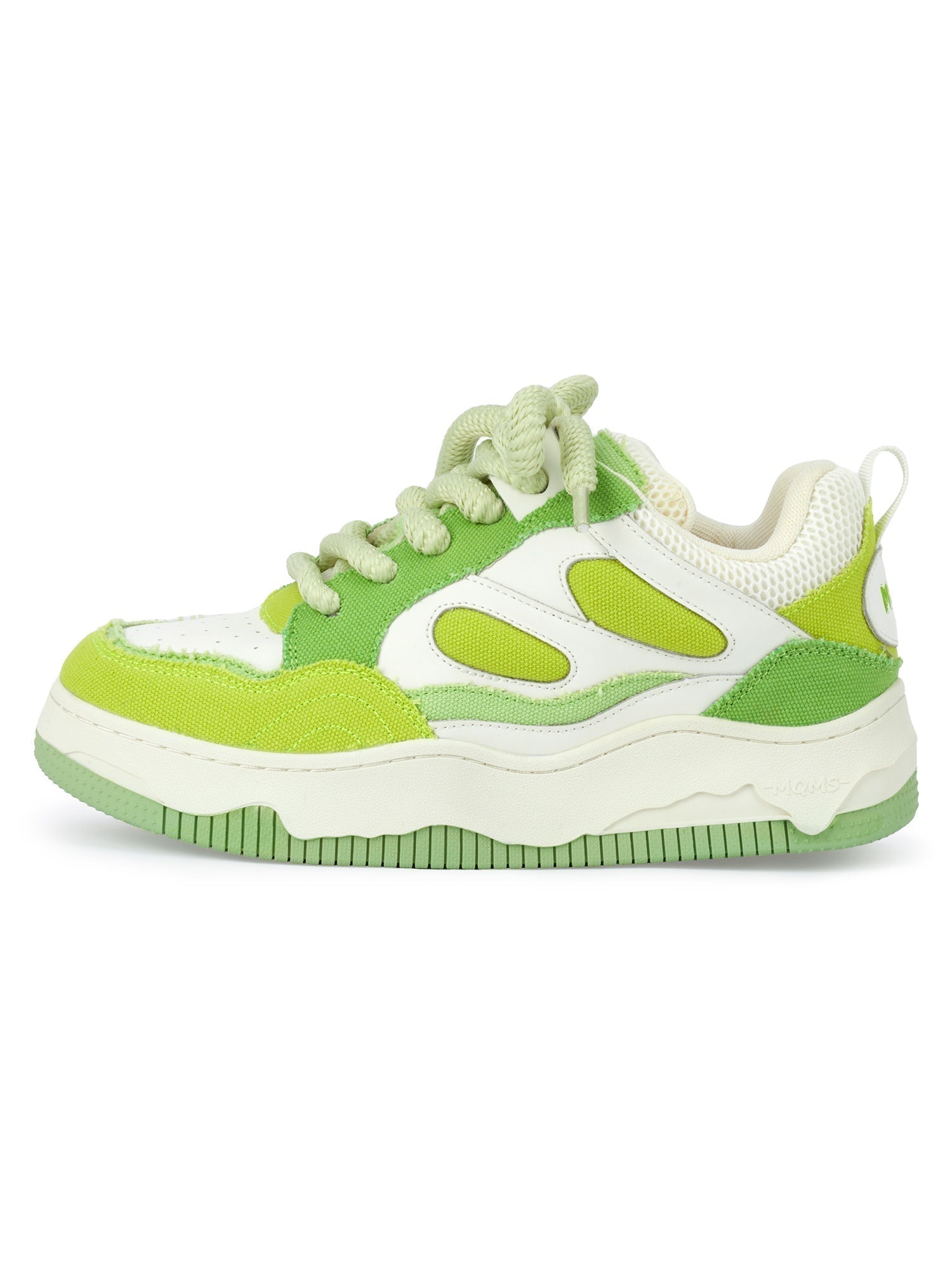 GREEN AND WHITE PLATFORM SNEAKERS