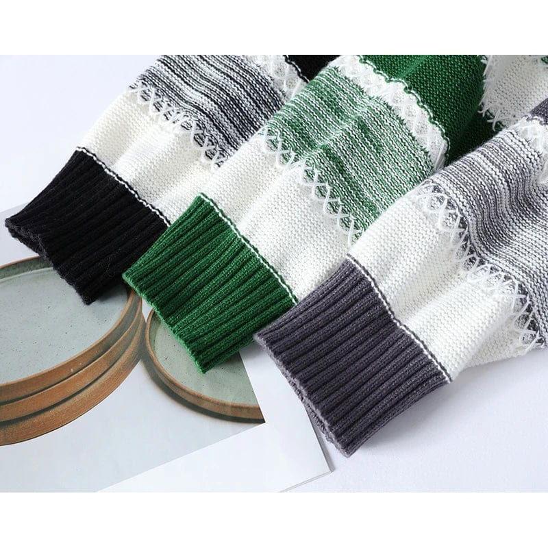 GREEN AND WHITE STRIPED SWEATER WITH TRICKER SWEATBAND FOR DRY WORKOUTS