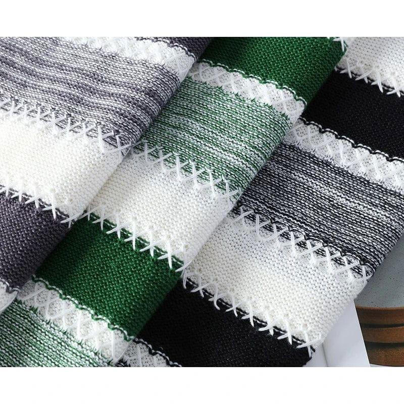 GREEN AND WHITE STRIPED SWEATER WITH TRICKER SWEATBAND FOR DRY WORKOUTS