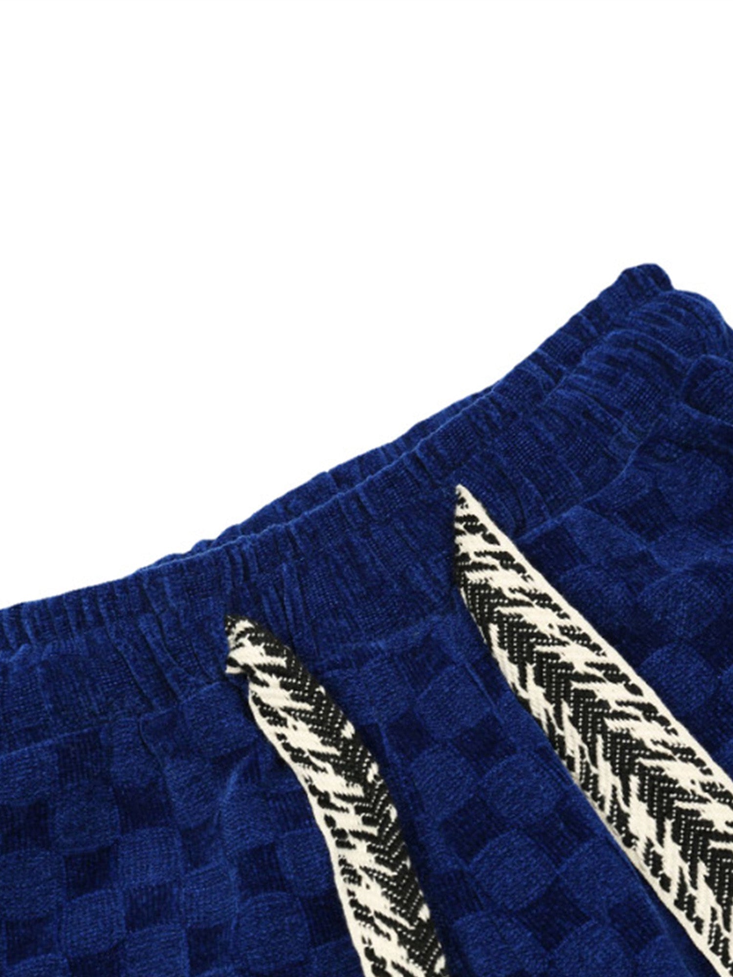 GREEN CHECKERED CORDUROY SHORTS WITH EMBROIDERED DRAWSTRINGS