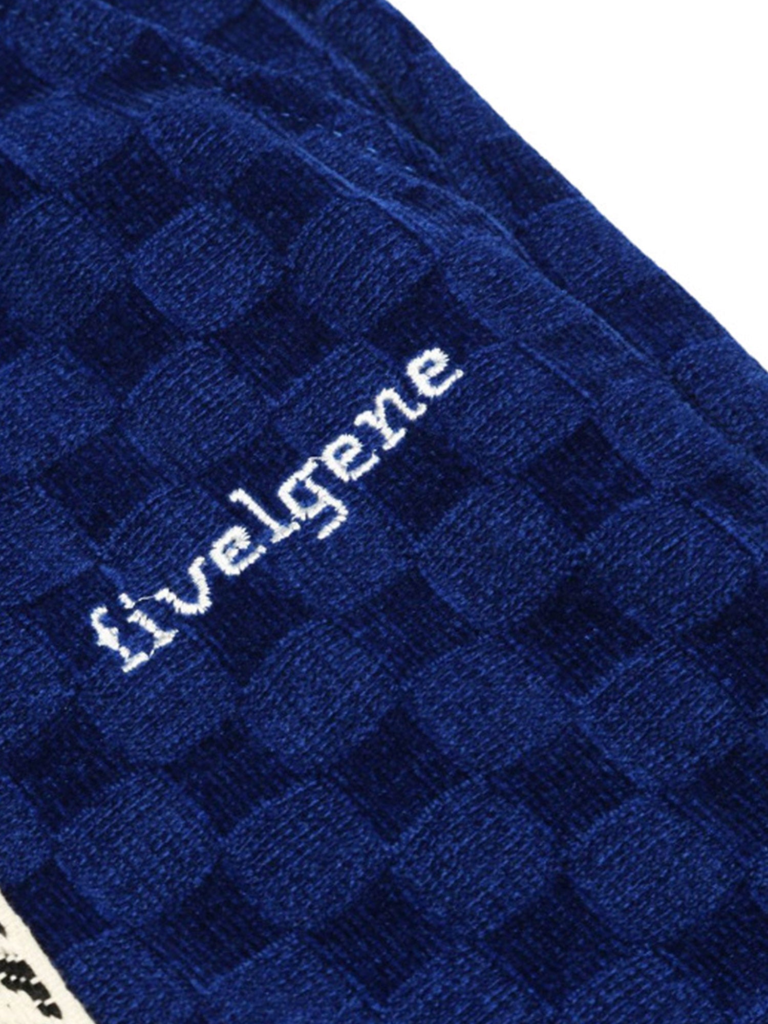 GREEN CHECKERED CORDUROY SHORTS WITH EMBROIDERED DRAWSTRINGS