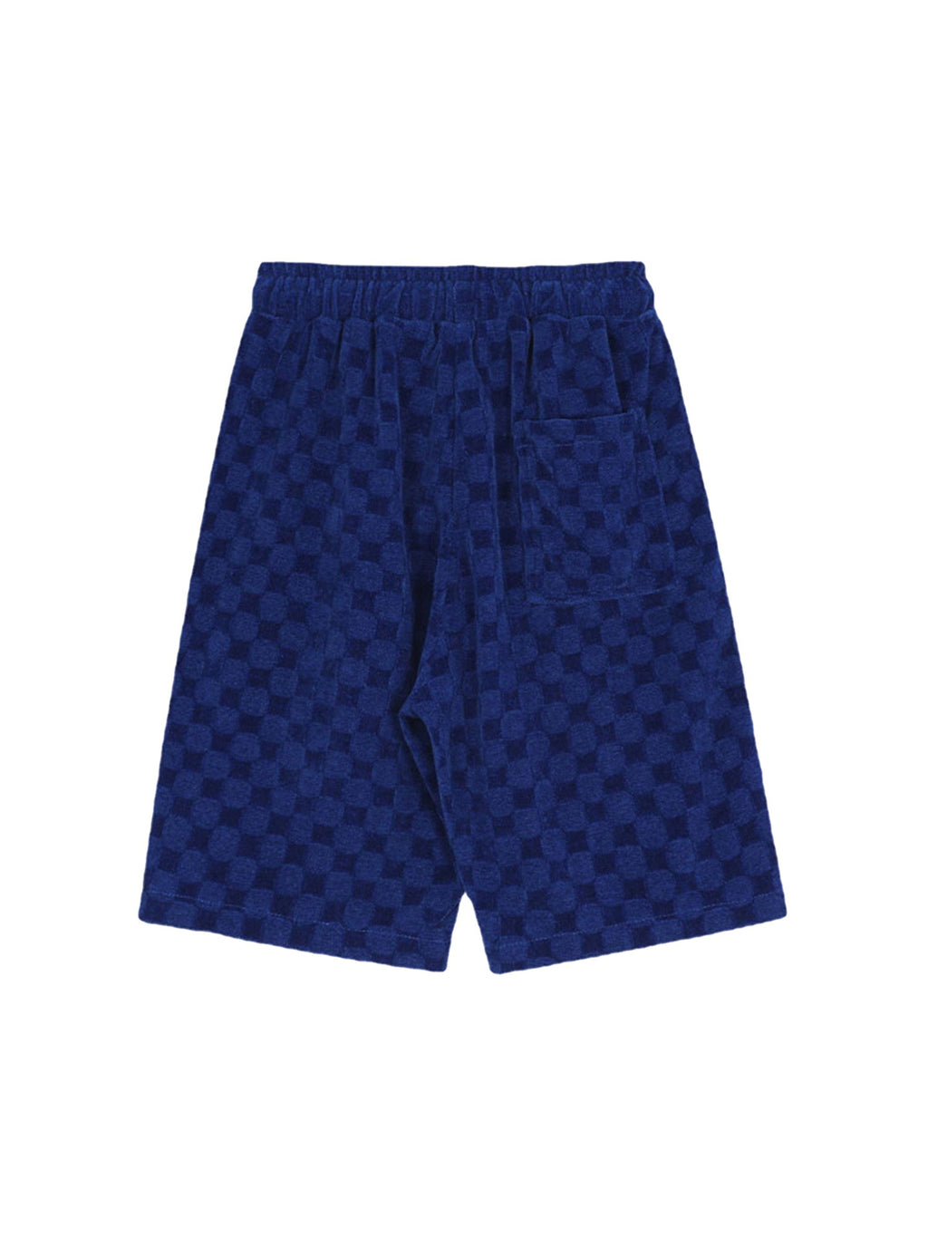 GREEN CHECKERED CORDUROY SHORTS WITH EMBROIDERED DRAWSTRINGS