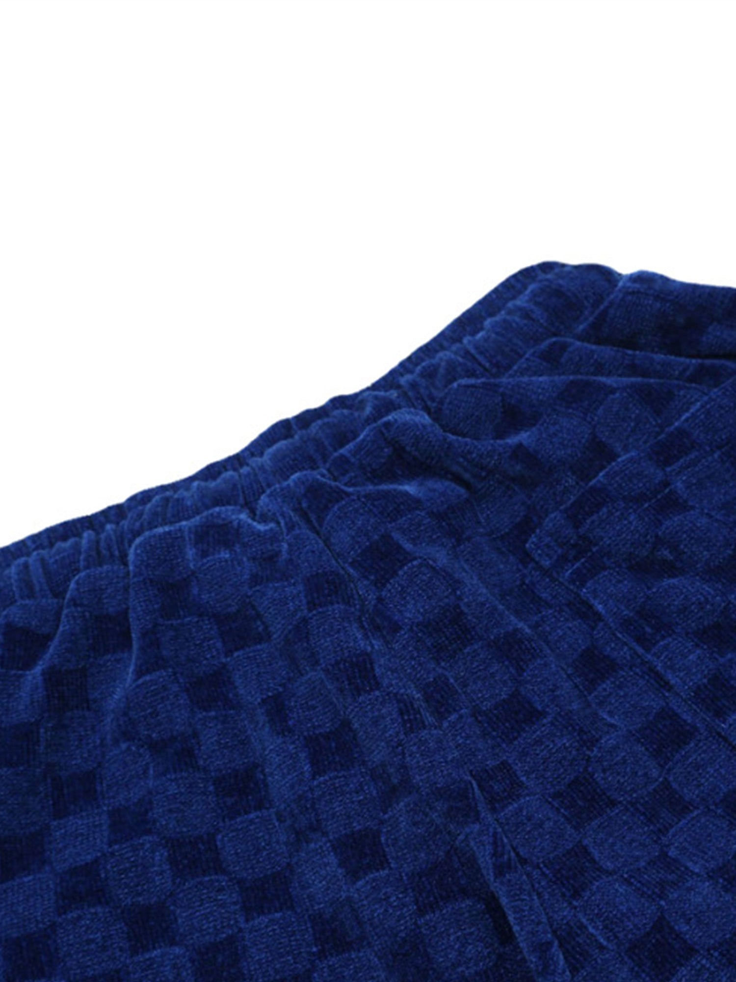 GREEN CHECKERED CORDUROY SHORTS WITH EMBROIDERED DRAWSTRINGS