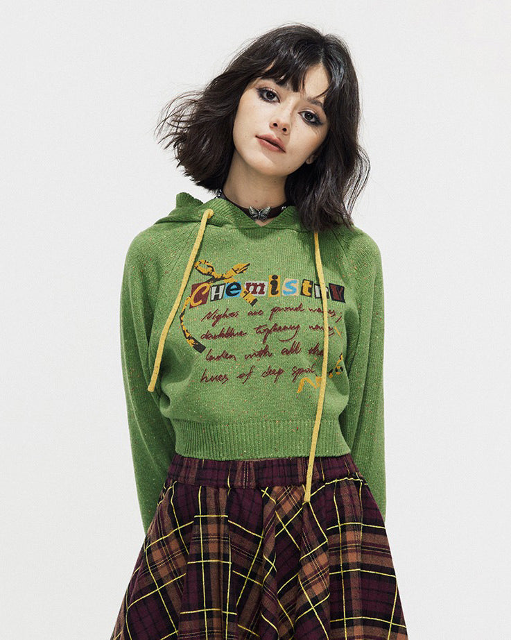 GREEN CHEMISTRY CROPPED HOODIE WITH RUFFLED COLLAR