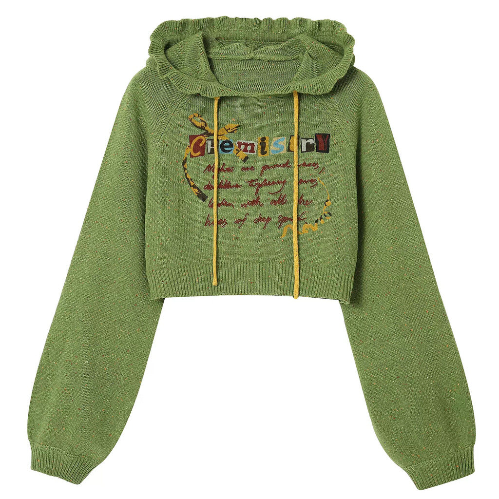 GREEN CHEMISTRY CROPPED HOODIE WITH RUFFLED COLLAR