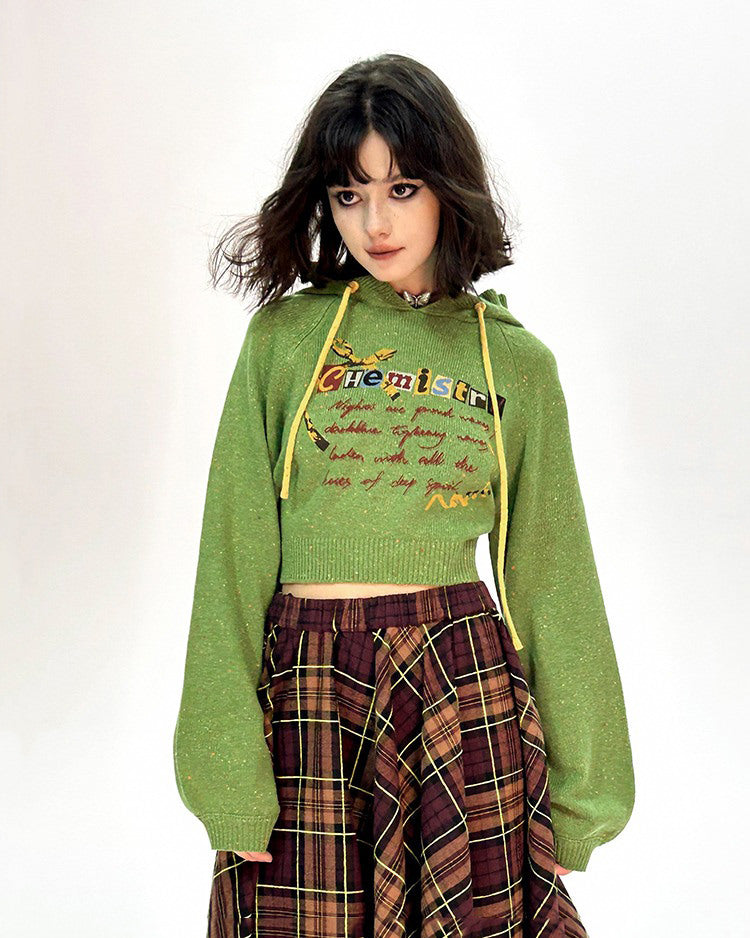 GREEN CHEMISTRY CROPPED HOODIE WITH RUFFLED COLLAR