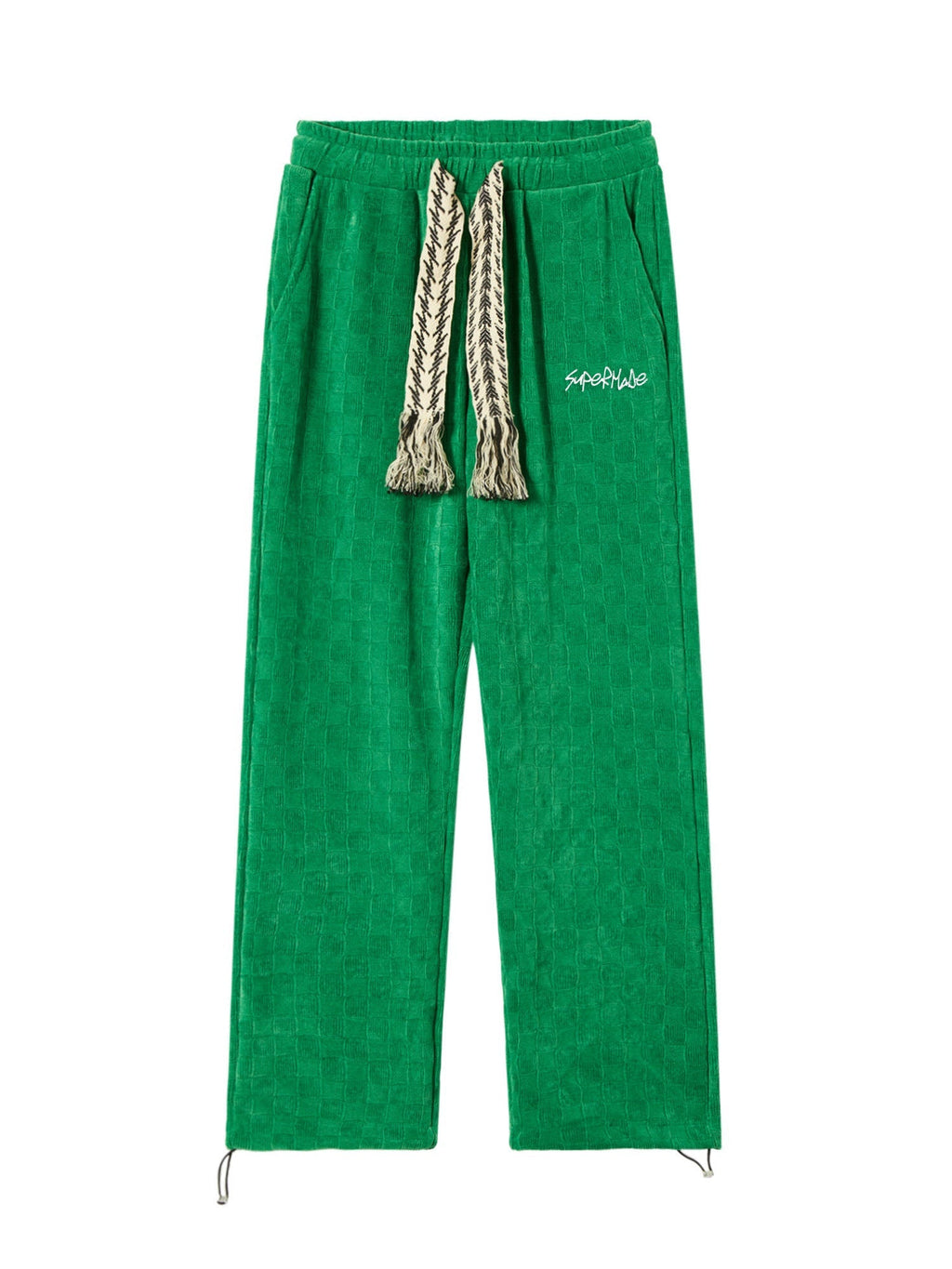 GREEN CORDUROY SWEATPANTS HIGH WAISTED STRAIGHT COTTON STYLE