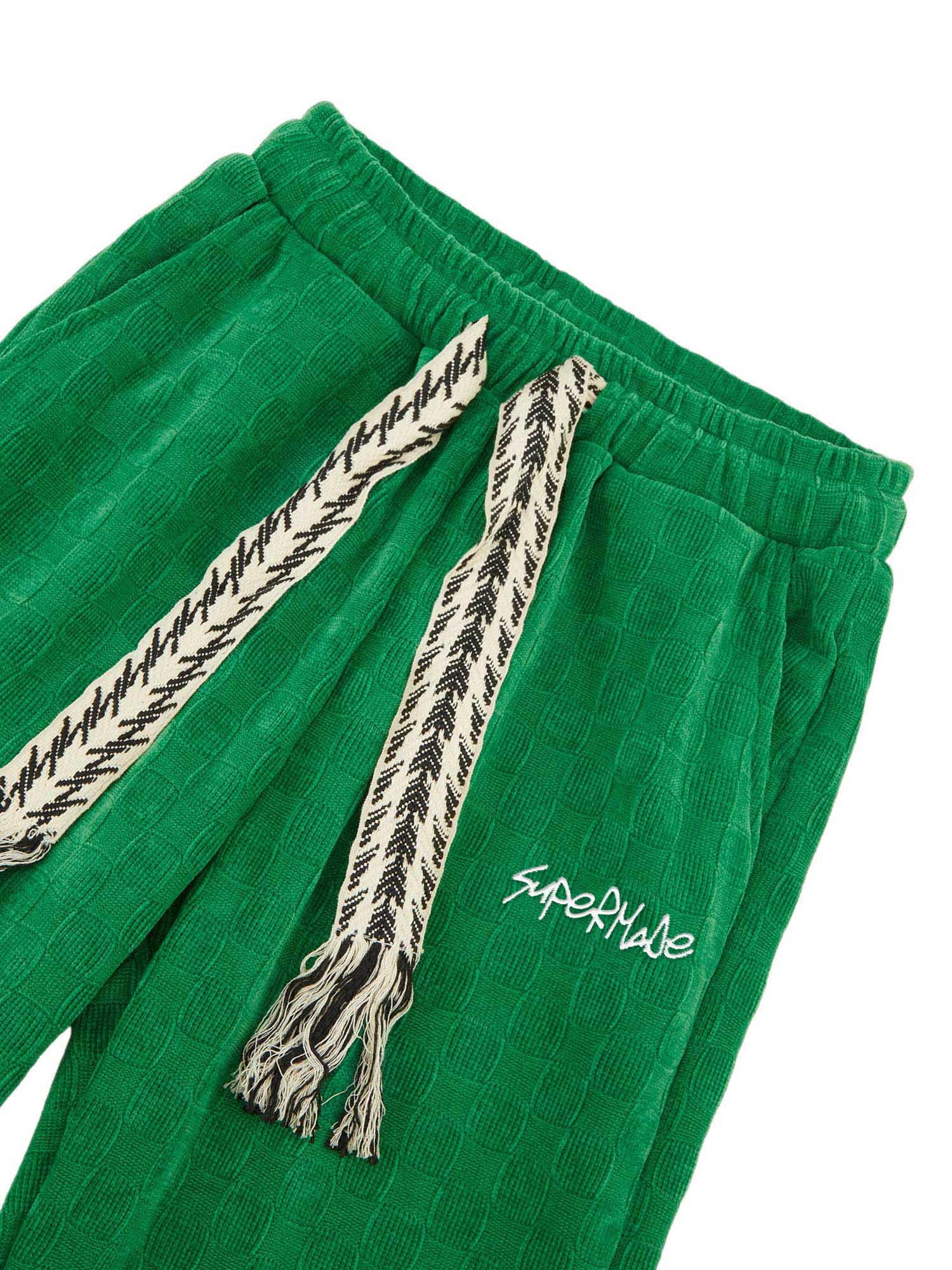GREEN CORDUROY SWEATPANTS HIGH WAISTED STRAIGHT COTTON STYLE