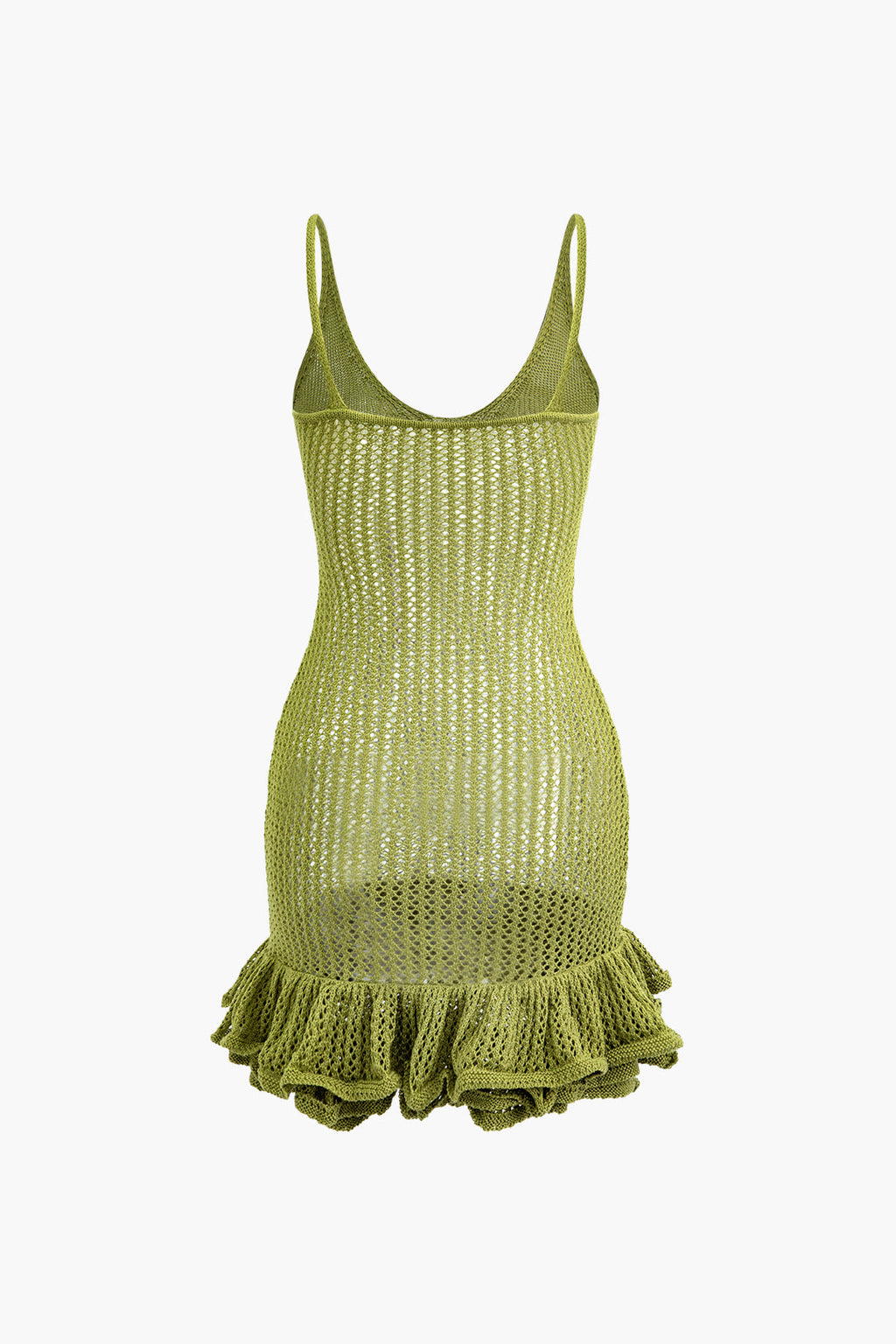 GREEN CROCHETED MINI DRESS FOR SPECIAL OCCASIONS WITH FLATTERING FIT