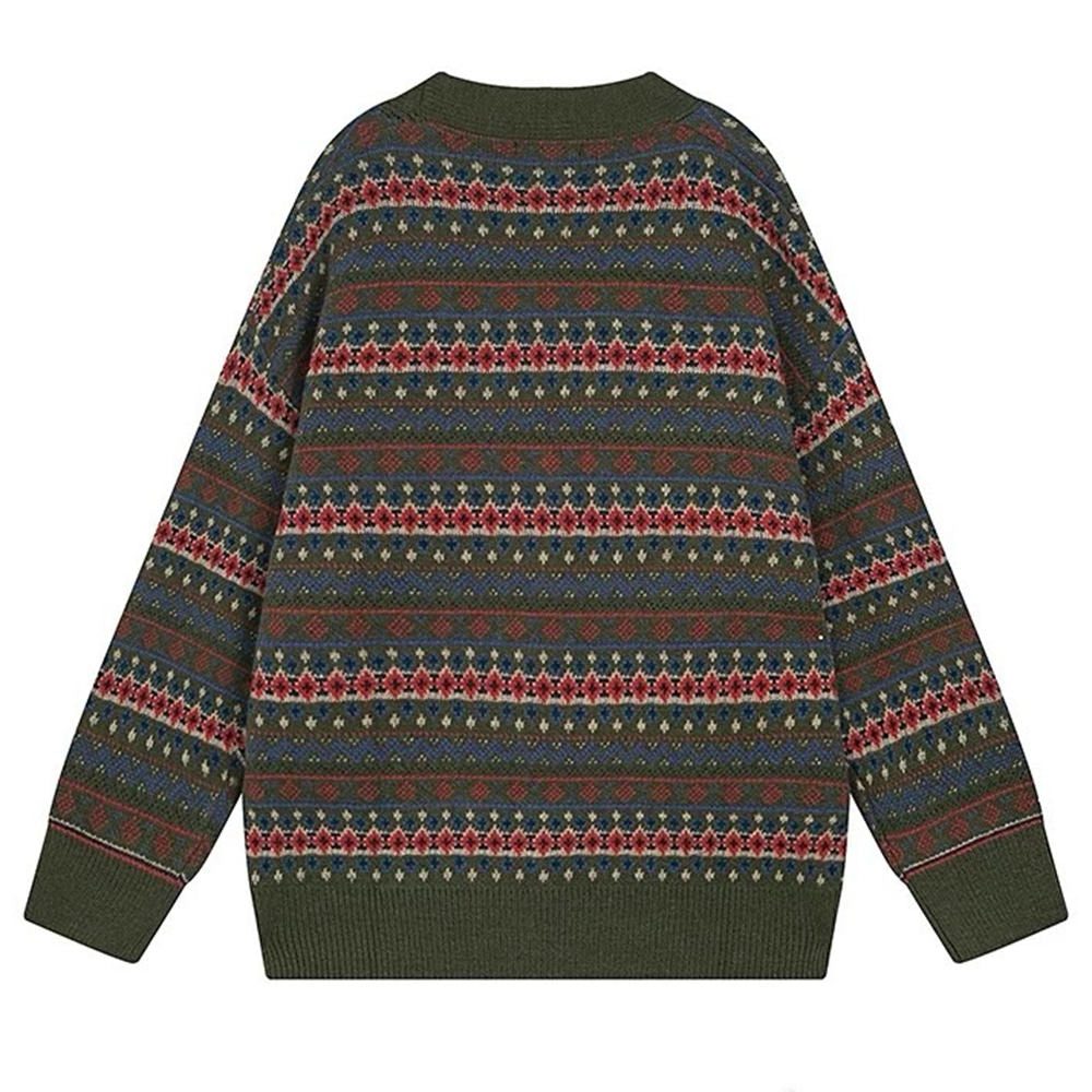 GREEN FAIR ISLE CARDIGAN VINTAGE FAIR KNIT