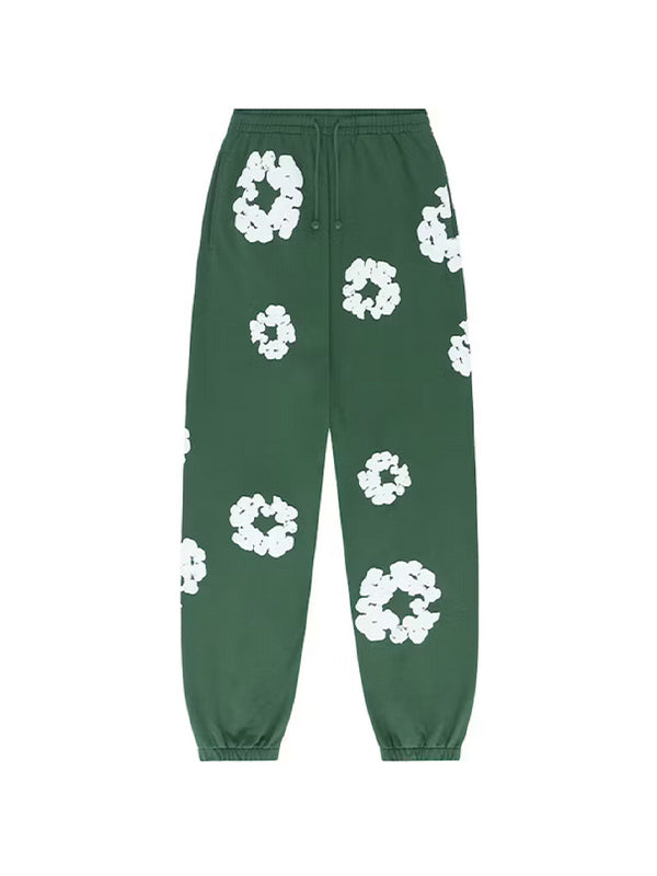 GREEN FLORAL SWEATPANTS RETRO 2000ER JAHRE SWEATPANTS MIT MUSTER