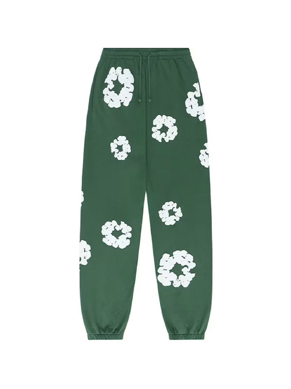 GREEN FLORAL SWEATPANTS RETRO 2000ER JAHRE SWEATPANTS MIT MUSTER