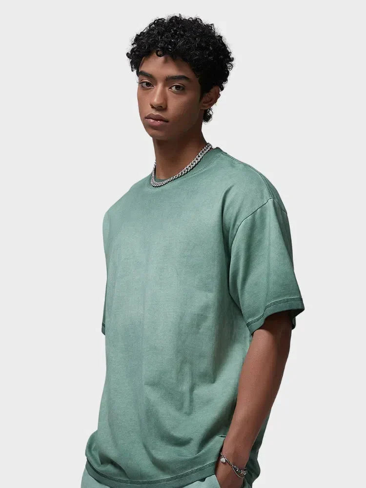 GREEN OMBRE T-SHIRT WITH DECARBA GRADIENT WASHED DESIGN