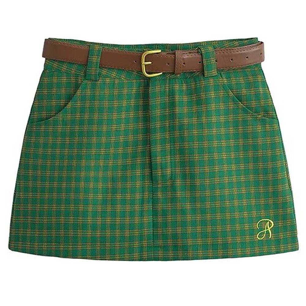 GREEN PLAID SKIRT: PREPPY SOFT GREEN CHECKERED SKIRT