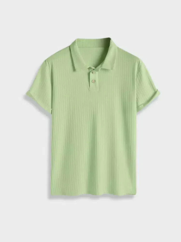 GREEN POLO SHIRT AND WHITE LINEN COTTON PANTS SET