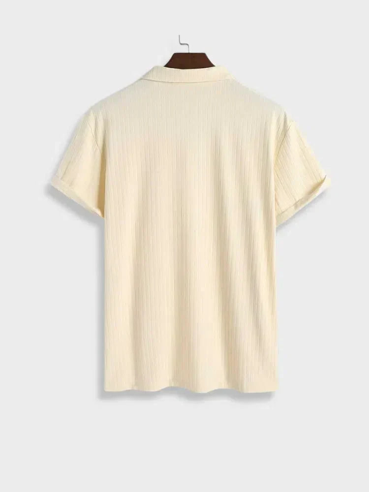 GREEN POLO SHIRT AND WHITE LINEN COTTON PANTS SET