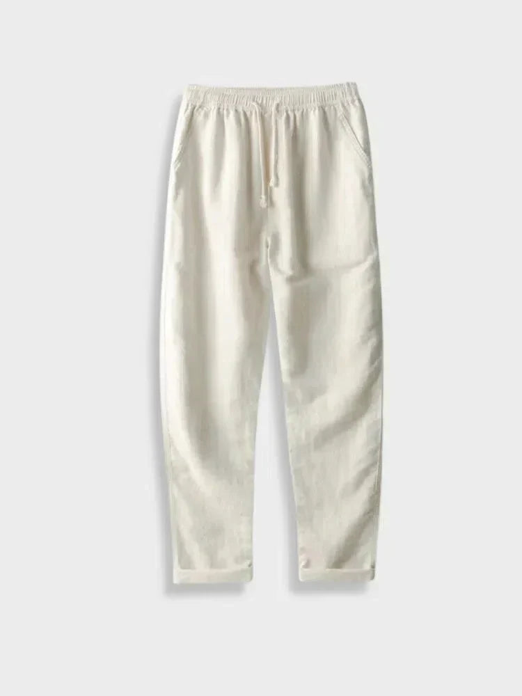 GREEN POLO SHIRT AND WHITE LINEN COTTON PANTS SET