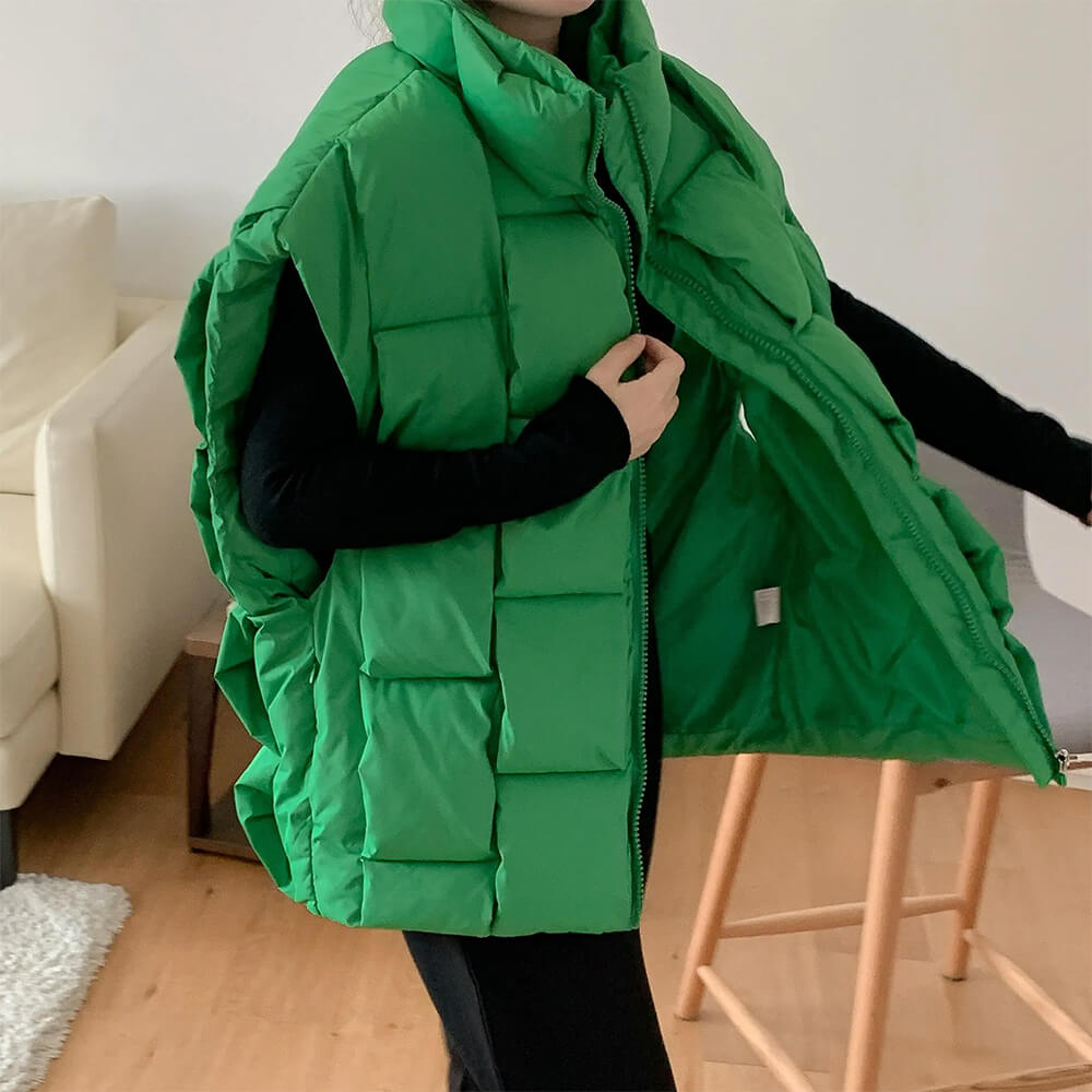 GREEN QUILTED PUFFER VEST SUREFIT PUFFER