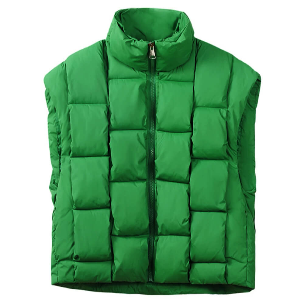 GREEN QUILTED PUFFER VEST SUREFIT PUFFER