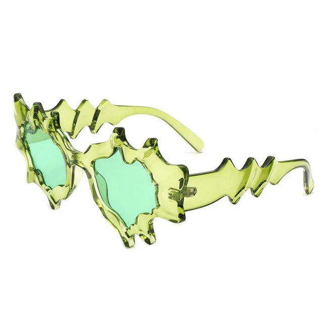 GREEN SPIKY SUNGLASSES FOR Y2K AESTHETIC FASHION