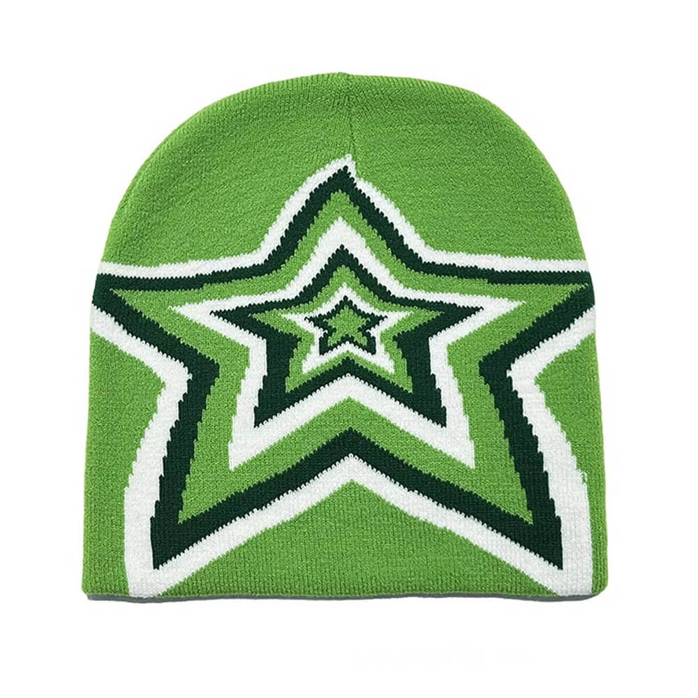 GREEN STAR GIRL BEANIE HAT COMFORTABLE FIT