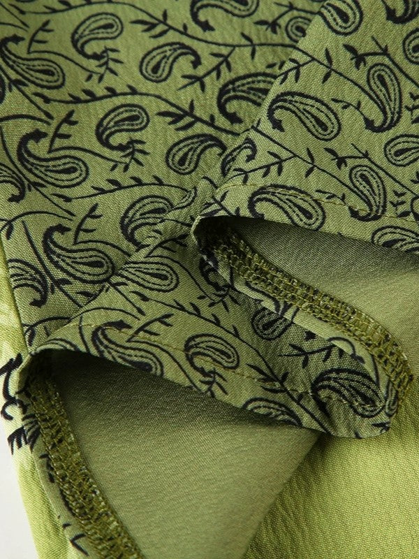 GREEN TIERED FLORAL MAXI SKIRT WITH DRAWSTRING WAIST AND PATCHWORK DESIGN