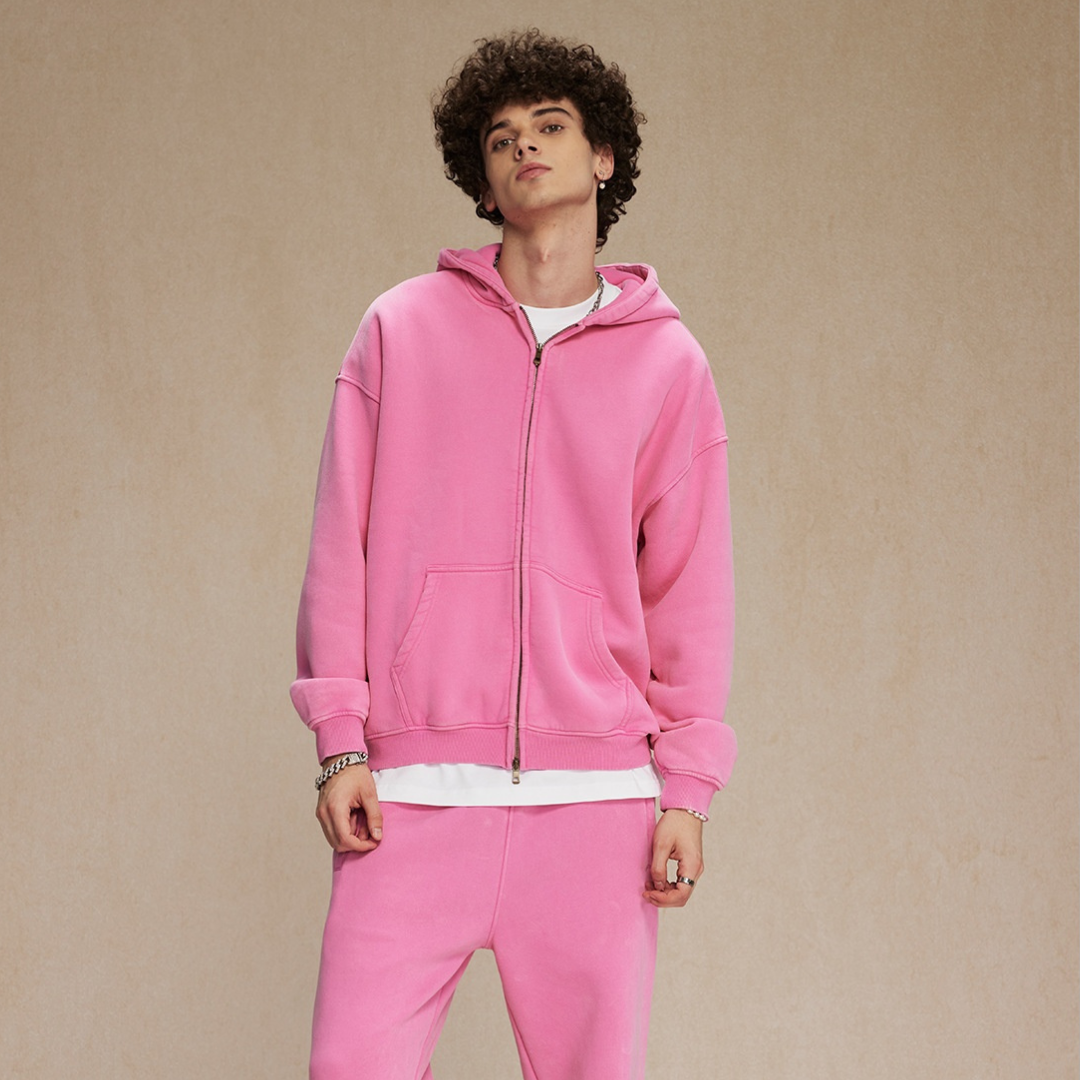 GREEN ZIP HOODIE IN OVERSIZED FIT FOR PREMIUM COMFORT AND STYLE