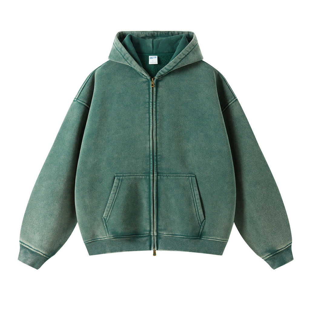GREEN ZIP HOODIE IN OVERSIZED FIT FOR PREMIUM COMFORT AND STYLE