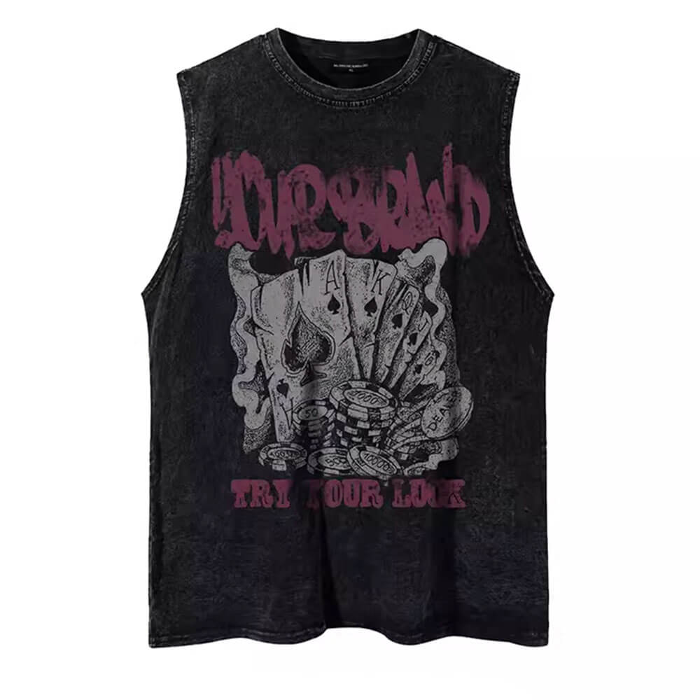 GRUNGE TANK TOP POKER NIGHT GRAPHIC