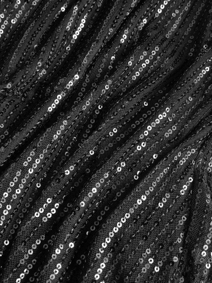 HALTER MINI DRESS WITH SEQUINS FOR BLACK VINTAGE PARTY