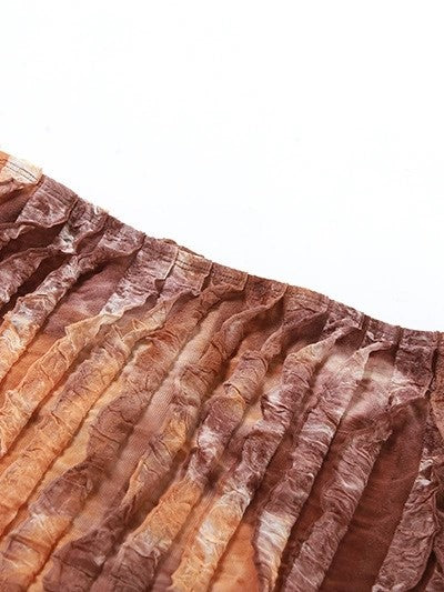 HALTER TOP AND BROWN SKIRT SET WITH COWL NECK DETAILS