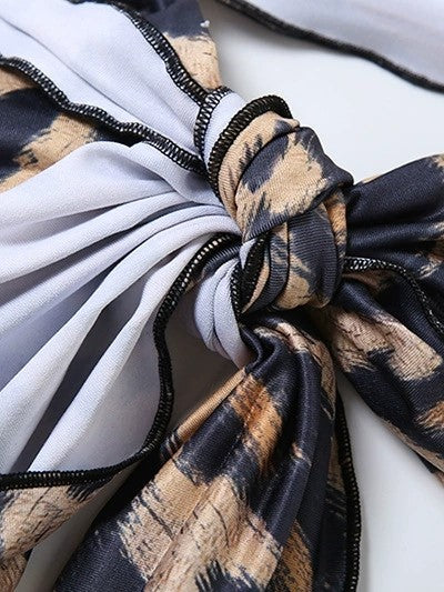 HALTER TOP AND MINI SKIRT SET WITH BOLD LEOPARD PRINT DESIGN