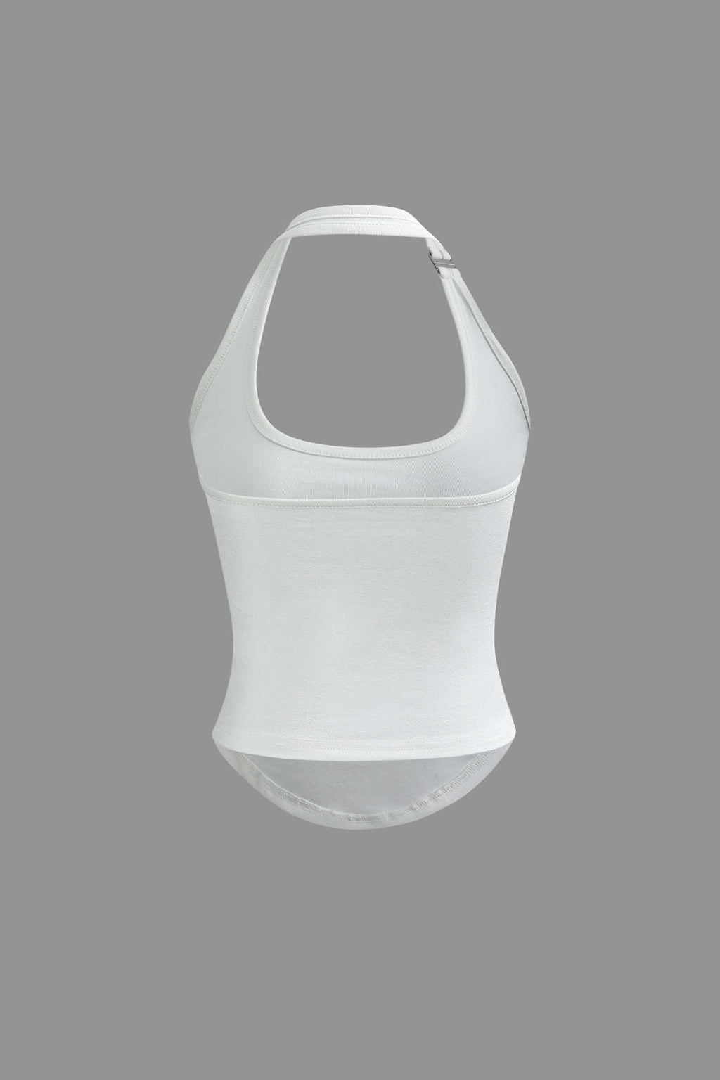 HALTER TOP WHITE COTTON BLEND TANK FOR VERSATILE STYLING