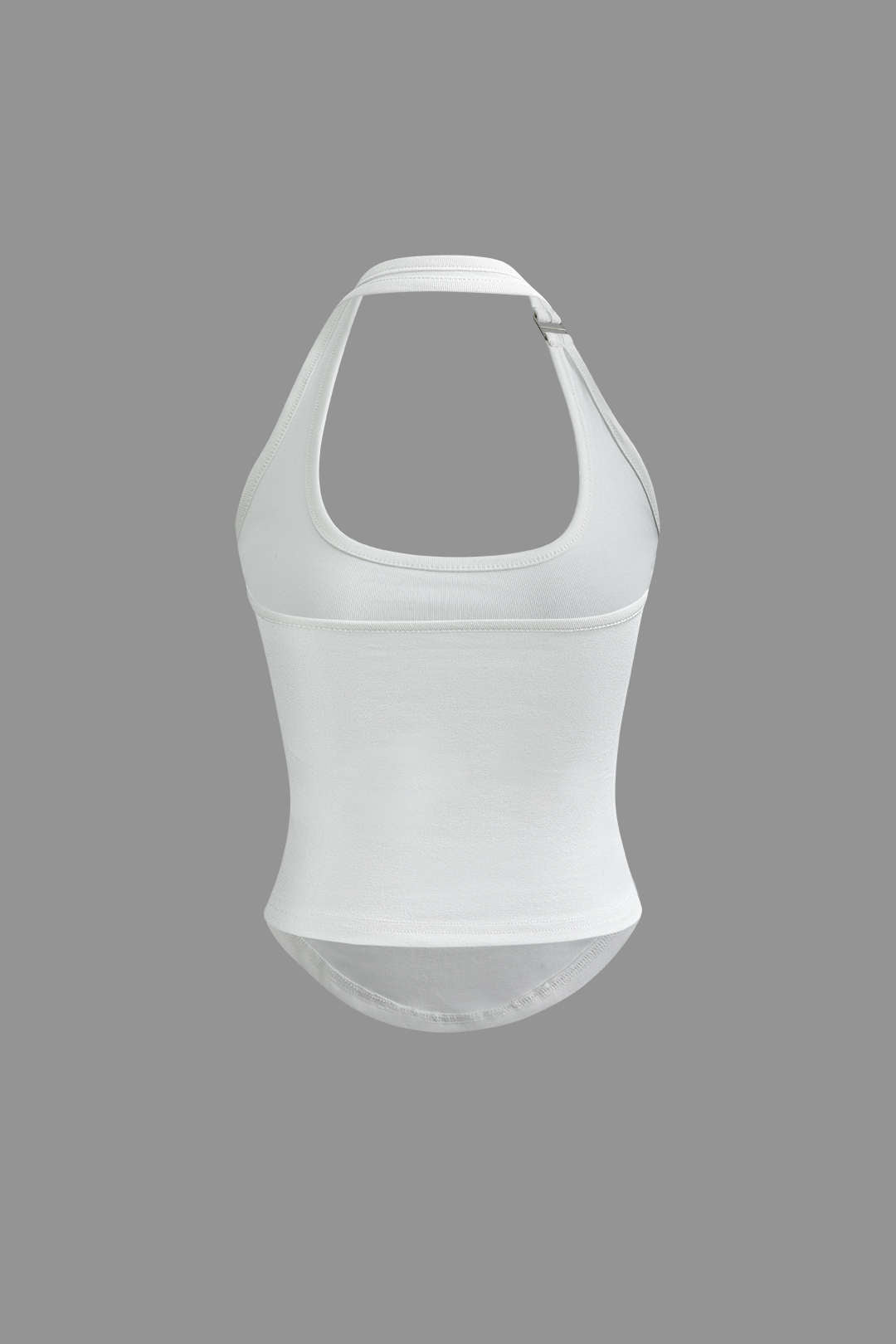 HALTER TOP WHITE COTTON BLEND TANK FOR VERSATILE STYLING