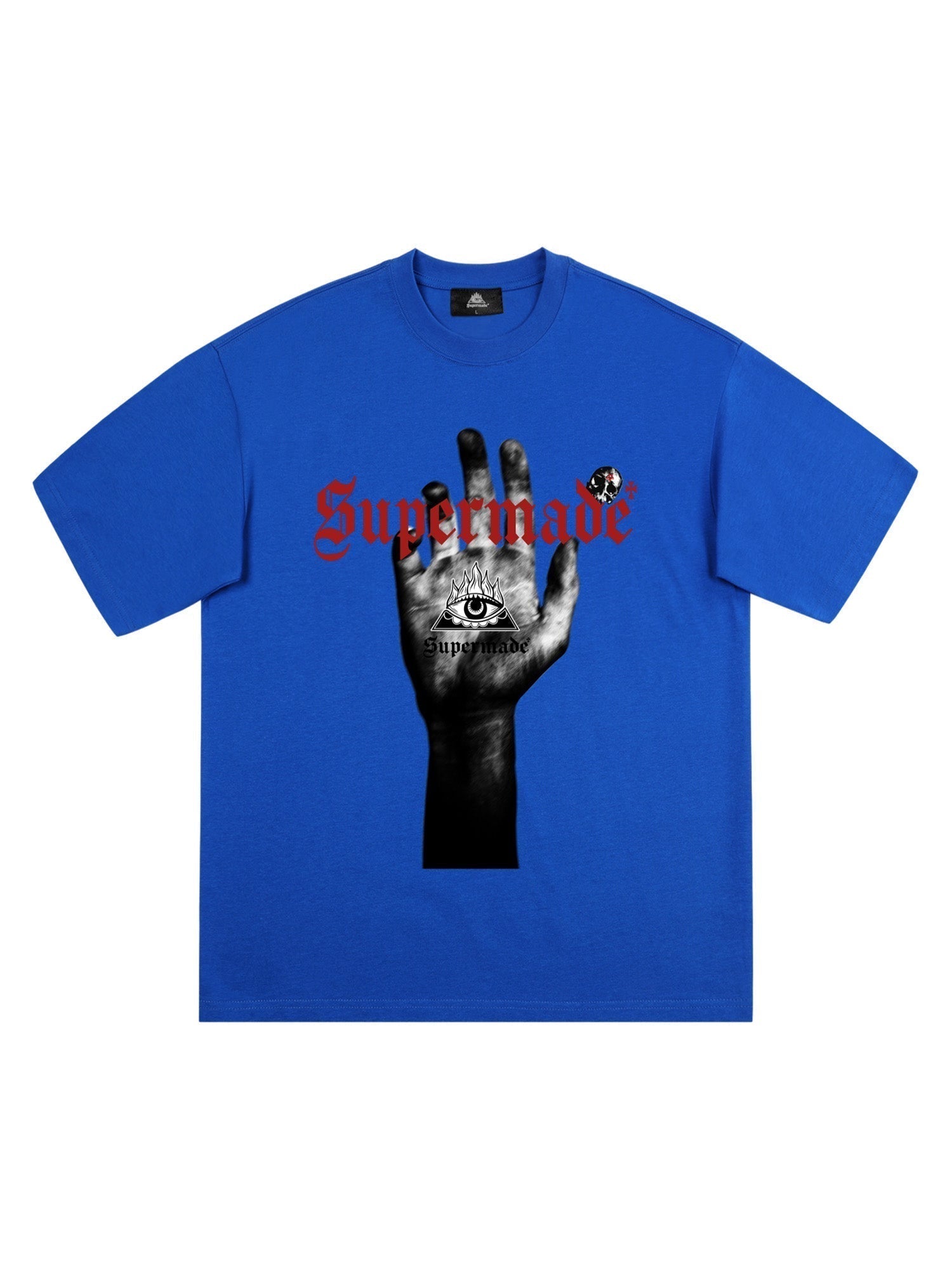 HAND GRAPHIC WHITE SHORT SLEEVE ROUND COLLAR T-SHIRT