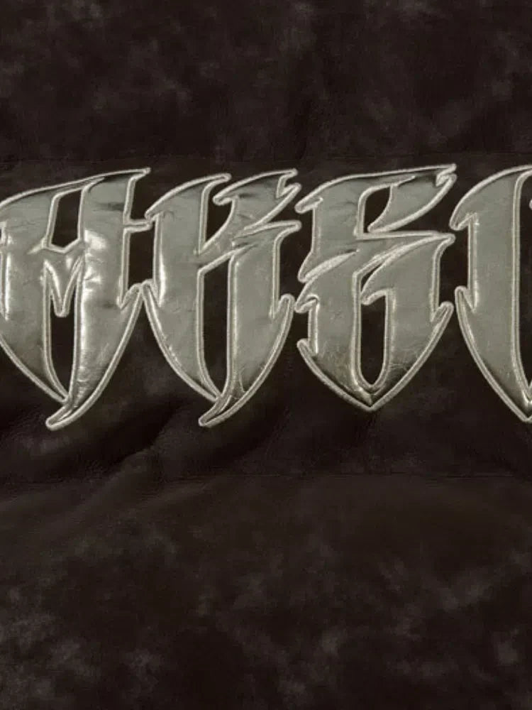 HARAJUKU PUFFER JACKET WITH TRIBAL DESIGN - BLACK PUFFER JACKET